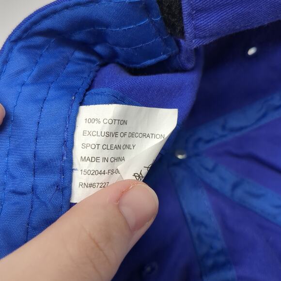 Smiley Logo Strapback Baseball Cap Blue One Size Adjustable Vented Holes 6 Panel - Picture 10 of 10